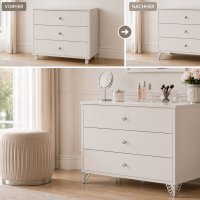 4er Set M&ouml;belfu&szlig; mit Ornament Chrom 8 cm