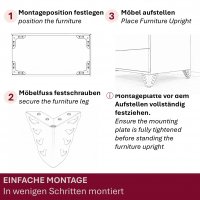 4er Set M&ouml;belfu&szlig; mit Ornament Chrom 8 cm