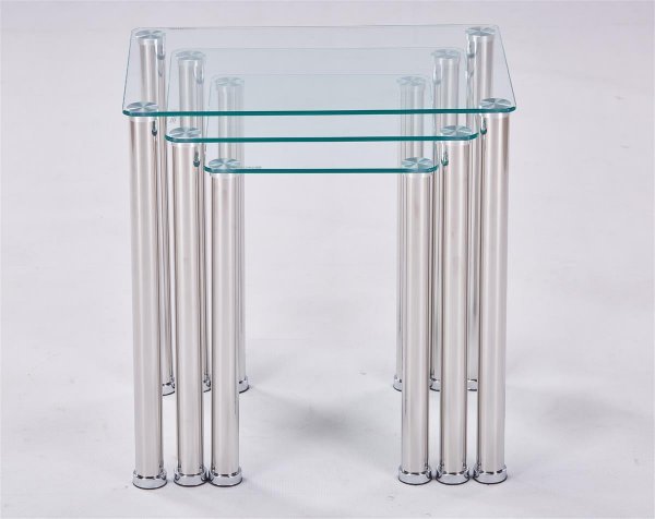 3 Satztisch Beistelltisch aus Glas in  Klar Glas