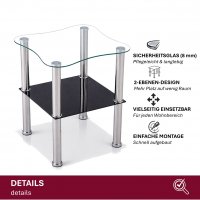 Beistelltisch 40x40cm mit schwarzer Ablage