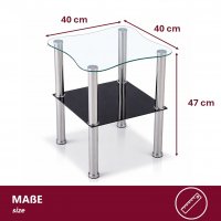 Beistelltisch 40x40cm mit schwarzer Ablage
