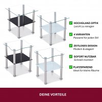 Beistelltisch 40x40cm mit schwarzer Ablage