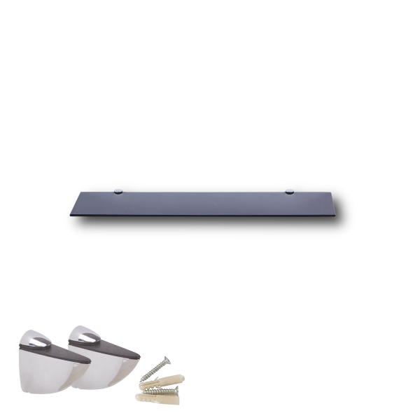 Glasboden 6mm Glasplatte f&uuml;r Glasregal Glasscheibe Regalhalter Bad Glas Regal 50 cm schwarz