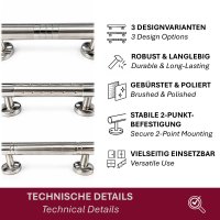 HOOZ&reg; T&uuml;rgriff Edelstahl 295 mm Schiebet&uuml;rgriff M&ouml;belgriff Stangengriff 3 Designs Geb&uuml;rstet Poliert Silber