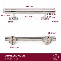 HOOZ&reg; T&uuml;rgriff Edelstahl 295 mm Schiebet&uuml;rgriff M&ouml;belgriff Stangengriff 3 Designs Geb&uuml;rstet Poliert Silber