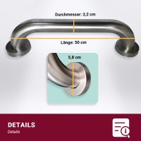 HOOZ Haltegriff f&uuml;r Dusche &amp; Badewanne 50 cm - Edelstahl