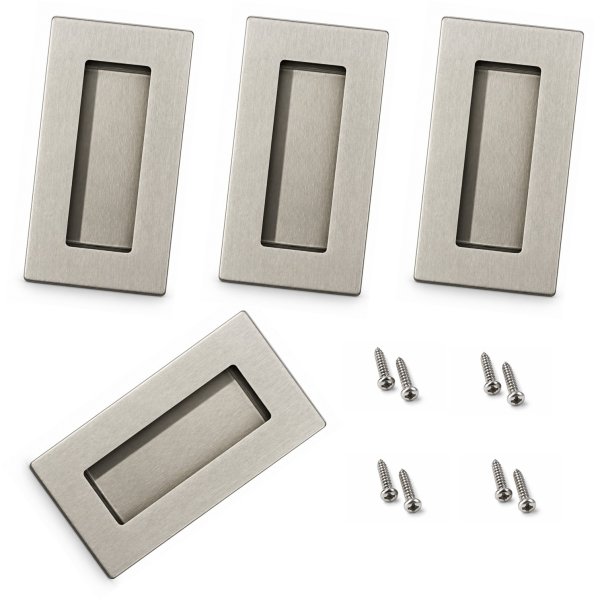 Euro Tische&reg; Muldengriffe Edelstahl 102&times;52 mm 4er Set M&ouml;belgriffe Schubladengriffe Einlassgriffe Griffmuscheln Geb&uuml;rstet