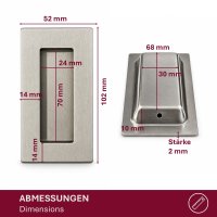 Euro Tische&reg; Muldengriffe Edelstahl 102&times;52 mm 4er Set M&ouml;belgriffe Schubladengriffe Einlassgriffe Griffmuscheln Geb&uuml;rstet