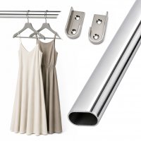 HOOZ&reg; Kleiderstange Schrank Oval 60 cm [SCHRANK- &amp; WANDMONTAGE] inkl. Halter Schrankrohr aus Stahl Garderobenstange Silber