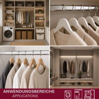 HOOZ&reg; Kleiderstange Schrank Oval 80 cm [SCHRANK- &amp; WANDMONTAGE] inkl. Halter Schrankrohr aus Stahl Garderobenstange Silber