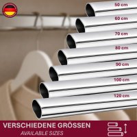 HOOZ&reg; Kleiderstange Schrank Oval 80 cm [SCHRANK- &amp; WANDMONTAGE] inkl. Halter Schrankrohr aus Stahl Garderobenstange Silber