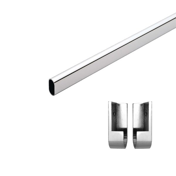 HOOZ Kleiderstange Chrom mit Halterung - 100 cm