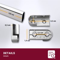 HOOZ Kleiderstange Chrom mit Halterung - 100 cm