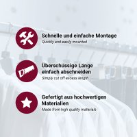 HOOZ Kleiderstange Chrom mit Halterung in 5 L&auml;ngen 60 - 120cm