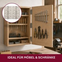 HOOZ M&ouml;belscharniere Edelstahl 87x55mm 40er Set [GEROLLTE SCHARNIERE KLAPPBAR] inkl. Schrauben T&uuml;rband Flachscharnier 315&deg; Schrankt&uuml;ren M&ouml;bel Klappen