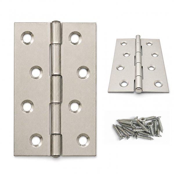 HOOZ M&ouml;belscharniere Edelstahl 87x55mm 2er Set [GEROLLTE SCHARNIERE KLAPPBAR] inkl. Schrauben T&uuml;rband Flachscharnier 315&deg; Schrankt&uuml;ren M&ouml;bel Klappen