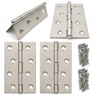 HOOZ M&ouml;belscharniere Edelstahl 87x55mm 4er Set [GEROLLTE SCHARNIERE KLAPPBAR] inkl. Schrauben T&uuml;rband Flachscharnier 315&deg; Schrankt&uuml;ren M&ouml;bel Klappen