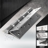 2er T&uuml;rscharnier Edelstahl 125 mm