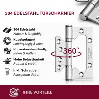 HOOZ&reg; T&uuml;rscharnier 304 Edelstahl 100x74x3mm &amp; 125&times; 78 &times; 3 mm