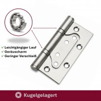 HOOZ&reg; T&uuml;rscharnier 304 Edelstahl 100x74x3mm &amp; 125&times; 78 &times; 3 mm