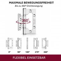HOOZ&reg; T&uuml;rscharnier 304 Edelstahl 100x74x3mm &amp; 125&times; 78 &times; 3 mm