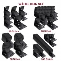 10er Set M&ouml;belwinkel Schwarz in 2 ver. Gr&ouml;&szlig;en 3/4 cm