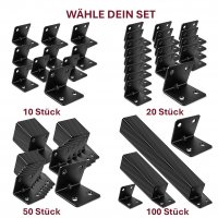 10er Set M&ouml;belwinkel Schwarz in 2 ver. Gr&ouml;&szlig;en 3/4 cm