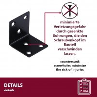 10er Set M&ouml;belwinkel Schwarz in 2 ver. Gr&ouml;&szlig;en 3/4 cm