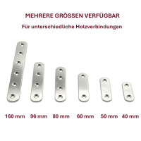 10er Set Holzverbinder aus Edelstahl mit der Gr&ouml;&szlig;e 96 mm