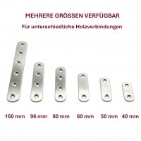 10er Set Holzverbinder aus Edelstahl mit der Gr&ouml;&szlig;e 160 mm