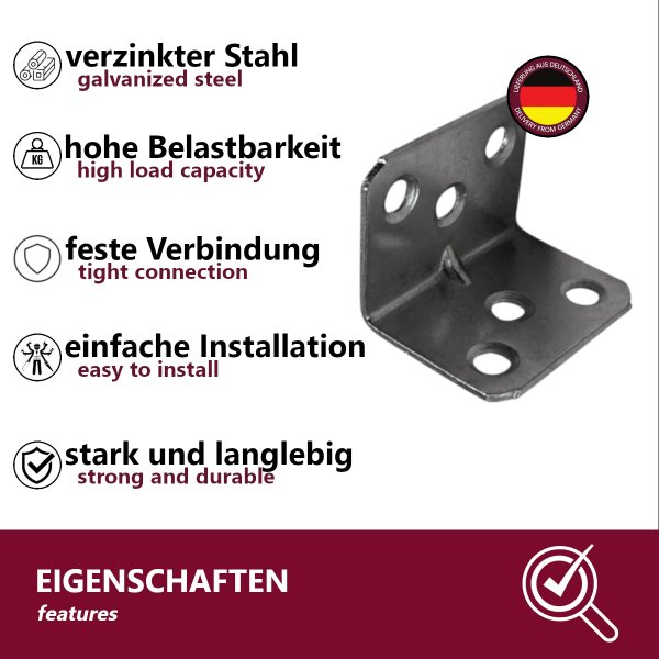 30er Set M&ouml;belwinkel Edelstahl 3 x 3 cm