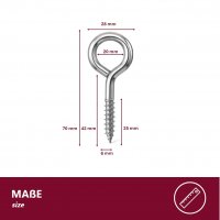 Ringschrauben &Oslash;6x70 mm - 25 St&uuml;ck glanzverzinkt