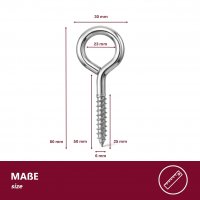 Ringschrauben &Oslash;6x80 mm - 15 St&uuml;ck glanzverzinkt