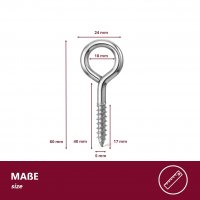 Ringschrauben &Oslash;5x60 mm - 50 St&uuml;ck glanzverzinkt