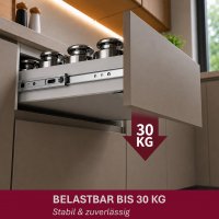 HOOZ&reg; Schubladenschienen 500 mm [VOLLAUSZUG - KUGELLAGER] &ndash; Teleskopschiene, Auszugsschienen f&uuml;r K&uuml;chenschr&auml;nke &amp; M&ouml;bel &ndash; bis 30 kg 1 Paar