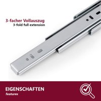 Schubladenf&uuml;hrung Teleskopschiene Vollausz&uuml;ge Schubladenschiene in verschiedenen Gr&ouml;&szlig;en