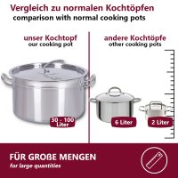 HOOZ Gastronomie Kochtopf Suppentopf - 30 bis 100 Liter Edelstahl Kocht&ouml;pfe - ideal geeignet f&uuml;r alle Herdarten &amp; gro&szlig;e K&uuml;chen - Gastro Topfset (30 L)