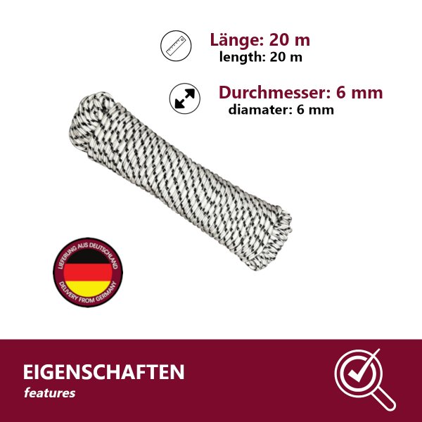 Allzweckseil 20m L&auml;nge aus Polypropylen - &Oslash;6mm