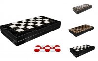 Backgammon und Dame 2 in 1 Spielbrett Holz Stein und Holz Optik Hochglanz Brettspiel Tavla drei Gr&ouml;&szlig;en Mittel 41cm Marmor Optik