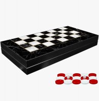 Backgammon und Dame 2 in 1 Spielbrett Holz Stein und Holz Optik Hochglanz Brettspiel Tavla drei Gr&ouml;&szlig;en Mittel 41cm Marmor Optik