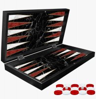 Backgammon und Dame 2 in 1 Spielbrett Holz Stein und Holz Optik Hochglanz Brettspiel Tavla drei Gr&ouml;&szlig;en Gro&szlig; 48 cm Marmor Optik