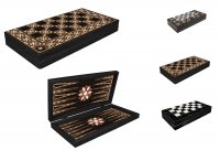 Backgammon und Dame 2 in 1 Spielbrett Holz Stein und Holz Optik Hochglanz Brettspiel Tavla drei Gr&ouml;&szlig;en Gro&szlig; 48 cm Holz Optik