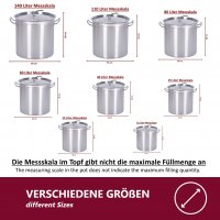 HOOZ Gastronomie Kochtopf Suppentopf - 15 bis 270 Liter Edelstahl Kocht&ouml;pfe - ideal geeignet f&uuml;r alle Herdarten &amp; gro&szlig;e K&uuml;chen - Gastro Topfset (20L)
