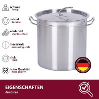 HOOZ Gastronomie Kochtopf Suppentopf 35 L Edelstahl &Oslash;35x35cm &ndash; Gro&szlig;topf Einmachtopf f&uuml;r alle Herdarten, ideal f&uuml;r Gastro, Catering &amp; gro&szlig;e K&uuml;chen