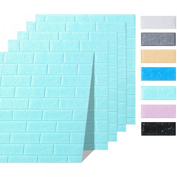 10x Wandpaneele in 3D-Ziegelsteinoptik 77x70x0,5 cm selbstklebend - t&uuml;rkis