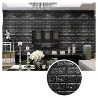 5x Wandpaneele in 3D-Ziegelsteinoptik 77x70x0,5 cm selbstklebend - schwarz