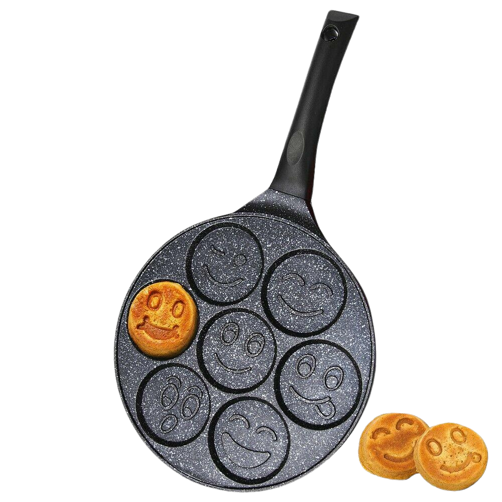 Pancake Pfanne antihaftbeschichtet aus Aluminium mit 7 Emoji Formen,