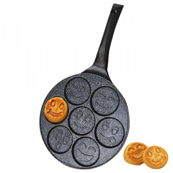 Pancake Pfanne antihaftbeschichtet aus Aluminium mit 7 Emoji Formen
