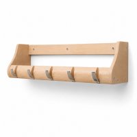 Garderobenleiste 63cm Massiv Bambus natur - FSC Zertifikat - 5 Metall Kipphaken