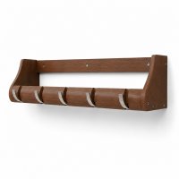 Garderobenleiste 63cm Massiv Bambus farbe in Espresso - FSC Zertifikat - 5 Metall Kipphaken